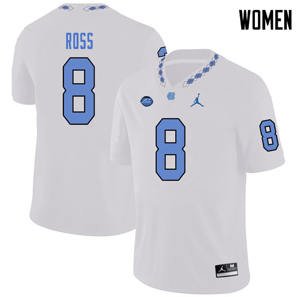 Jordan Brand Women #8 Greg Ross North Carolina Tar Heels College Football Jerseys Sale-White